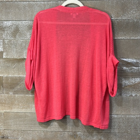 J.Jill Open front Linen blend pink Cardigan size L - Picture 9 of 10
